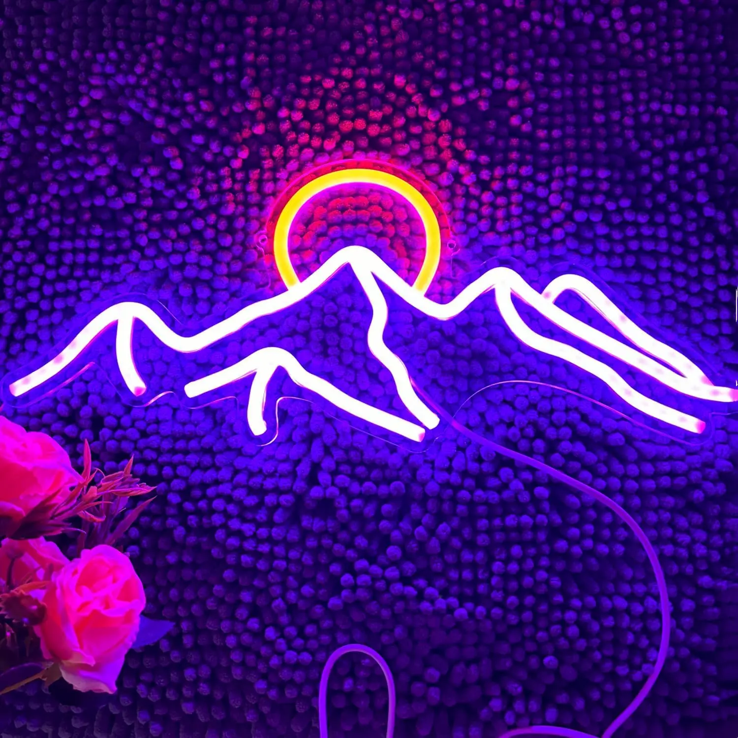 Mountain Sunrise LED Neon Sign USB Powered Neon Light Wall Decor Nature Landscape Lamp for Bedroom Camping Studio Wall Art Decor