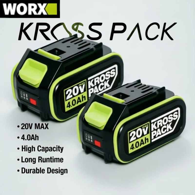 

4.0Ah 20V Lithium Battery for WORX WA3551/WG163 - Compatible with WORX Cordless Trimmer Mower, Long Runtime Fast Charging