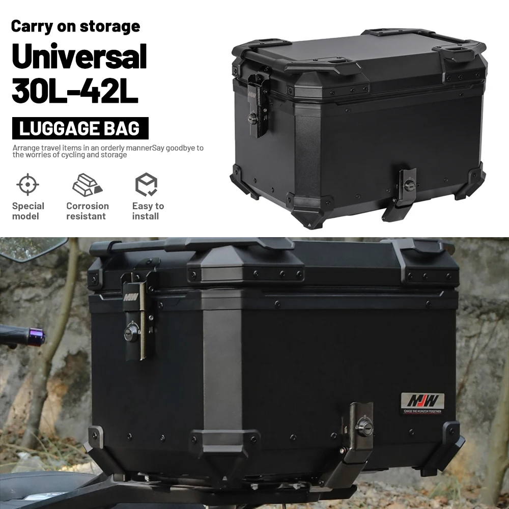 Side-Opening Quick Detach Aluminum Motorcycle Rear Cargo Case Universal Scooter E-Bike Storage Trunk 30L 42L