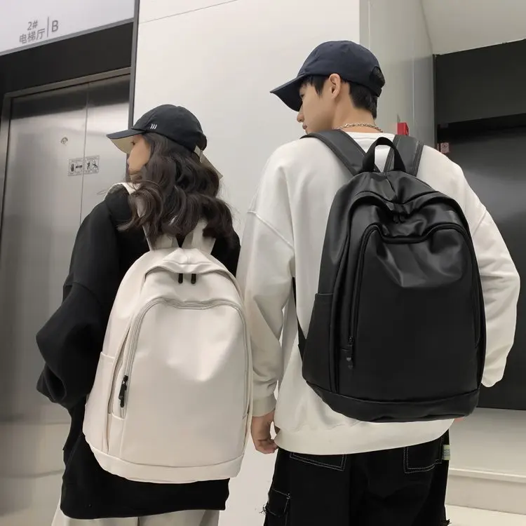 Harajuku ulzzang Style College Book Backpacks Retro Coffee Black Gray Soft PU Large Capacity Backpack Teenager Boy Girl Rucksack