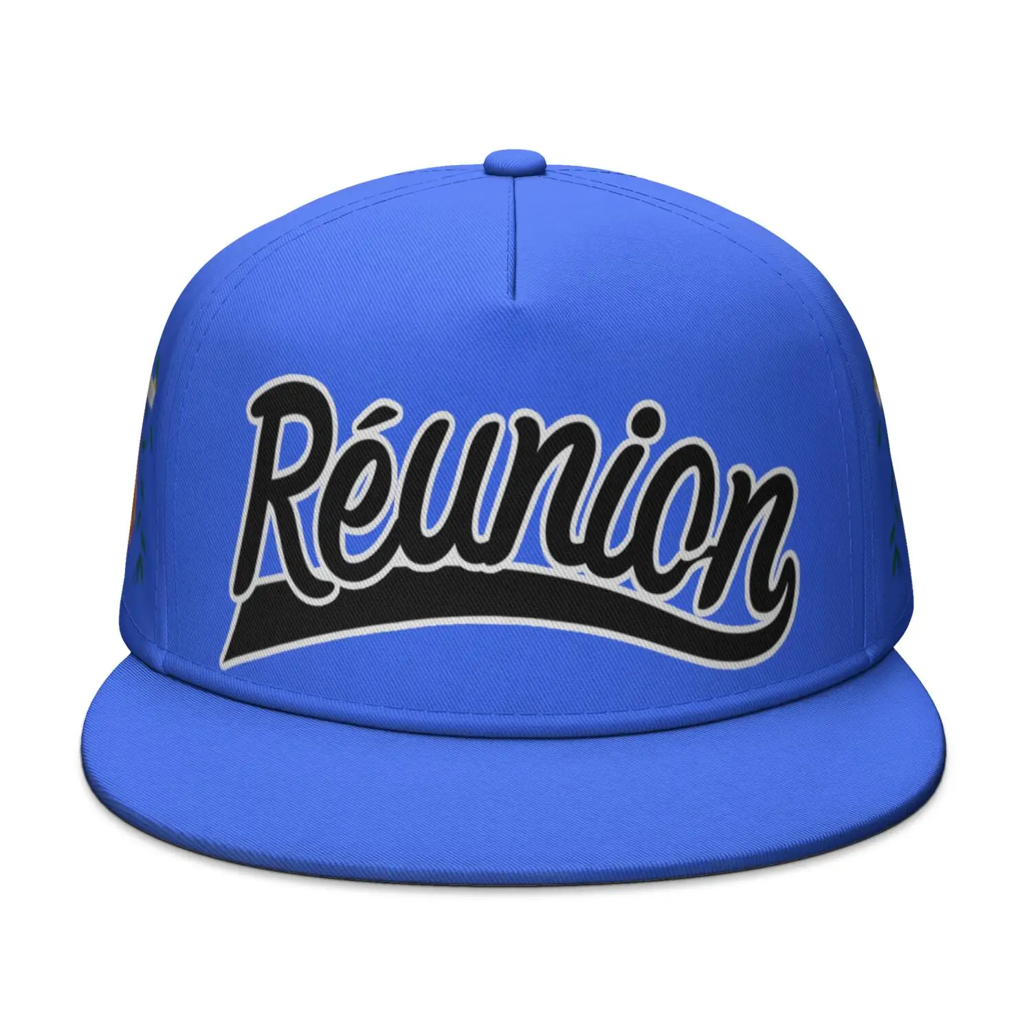 Reunion Free Custom Made Name Number Team Flat Brimmed Cap Country Travel French Nation Island France Flag Hip-hop Hat