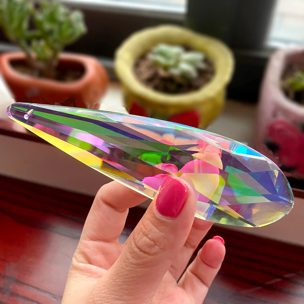 120mm Colorful Crystal Suncatcher Prisms Drop Pendant Glass Rainbow Window Garden Hanging Decor Chandelier Parts DIY Gift