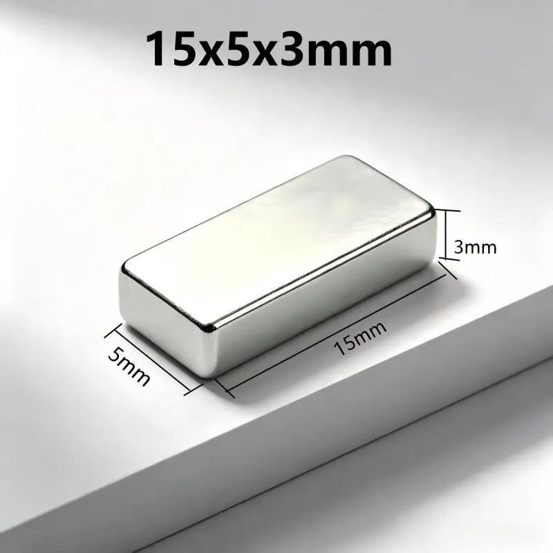 15x5x3mm Flat Neodymium Block Magnet, Thin NdFeB Sheet for Office Storage, Hobby ， School 15*5*3mm