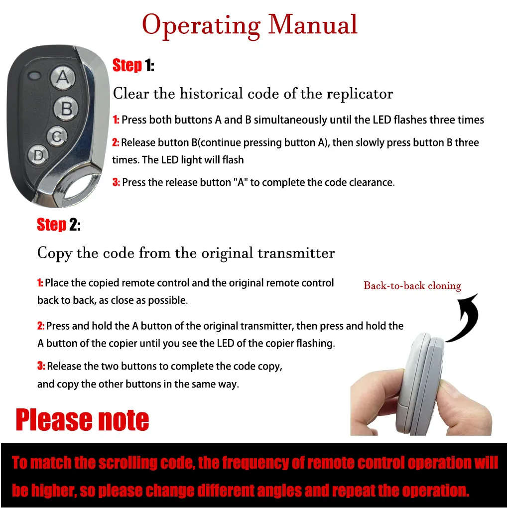 TOP44RBN 433.92MHz Obstacle And Door Push Rod Copy Sensor for Garage Door Opener Home Security
