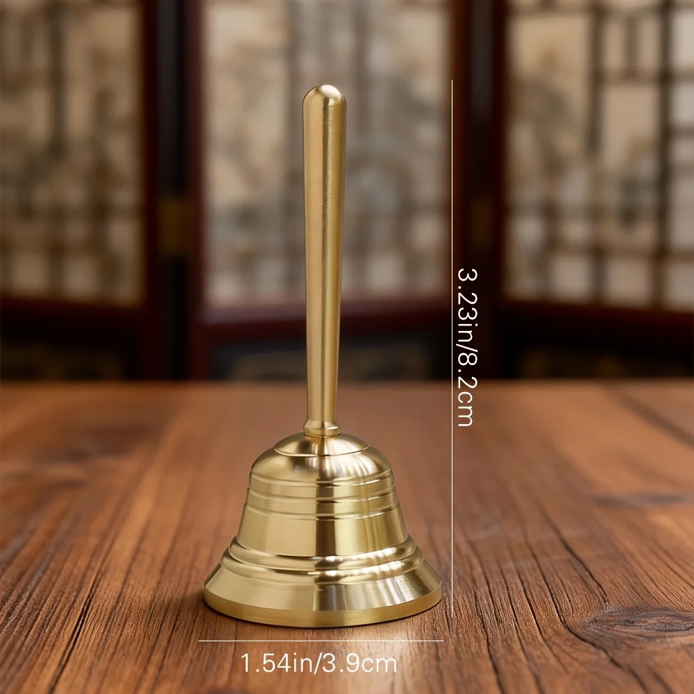 Brass Hand Crank Bell Retro Decorative Ornament Vintage Handle Bell Desktop Collectible Decor Large Small Size Optional