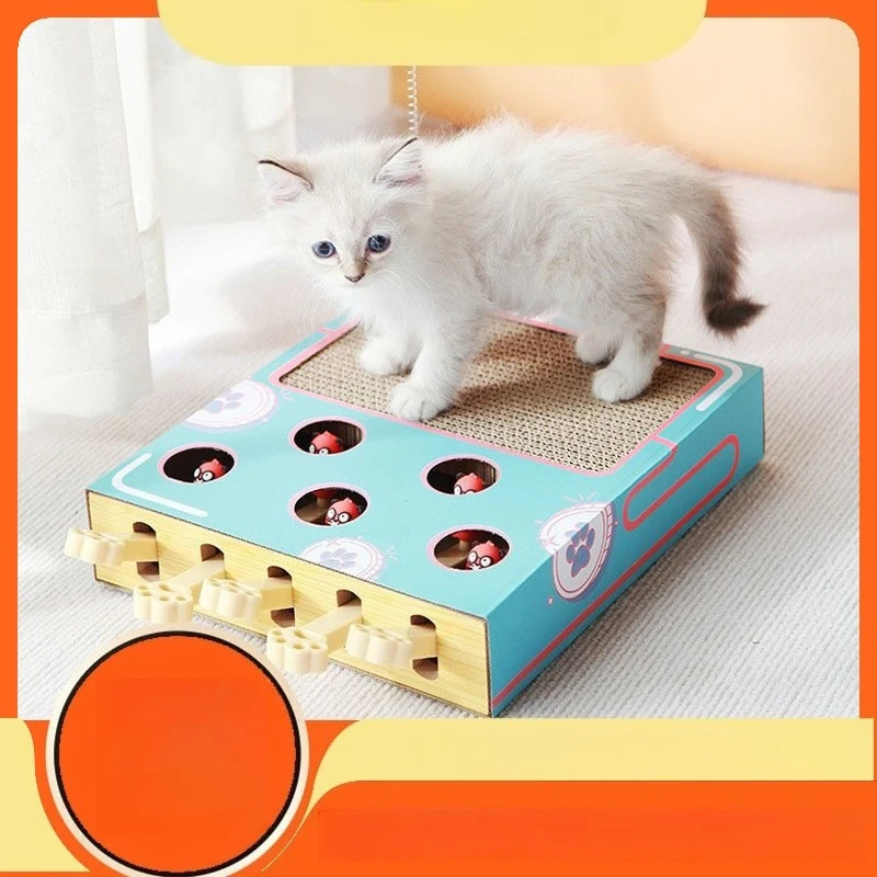 

Cat Whack-a-mole Toy Interactive Play Cat Scratching Board Corrugated Cat Box Claw Grinder Toy Supplies