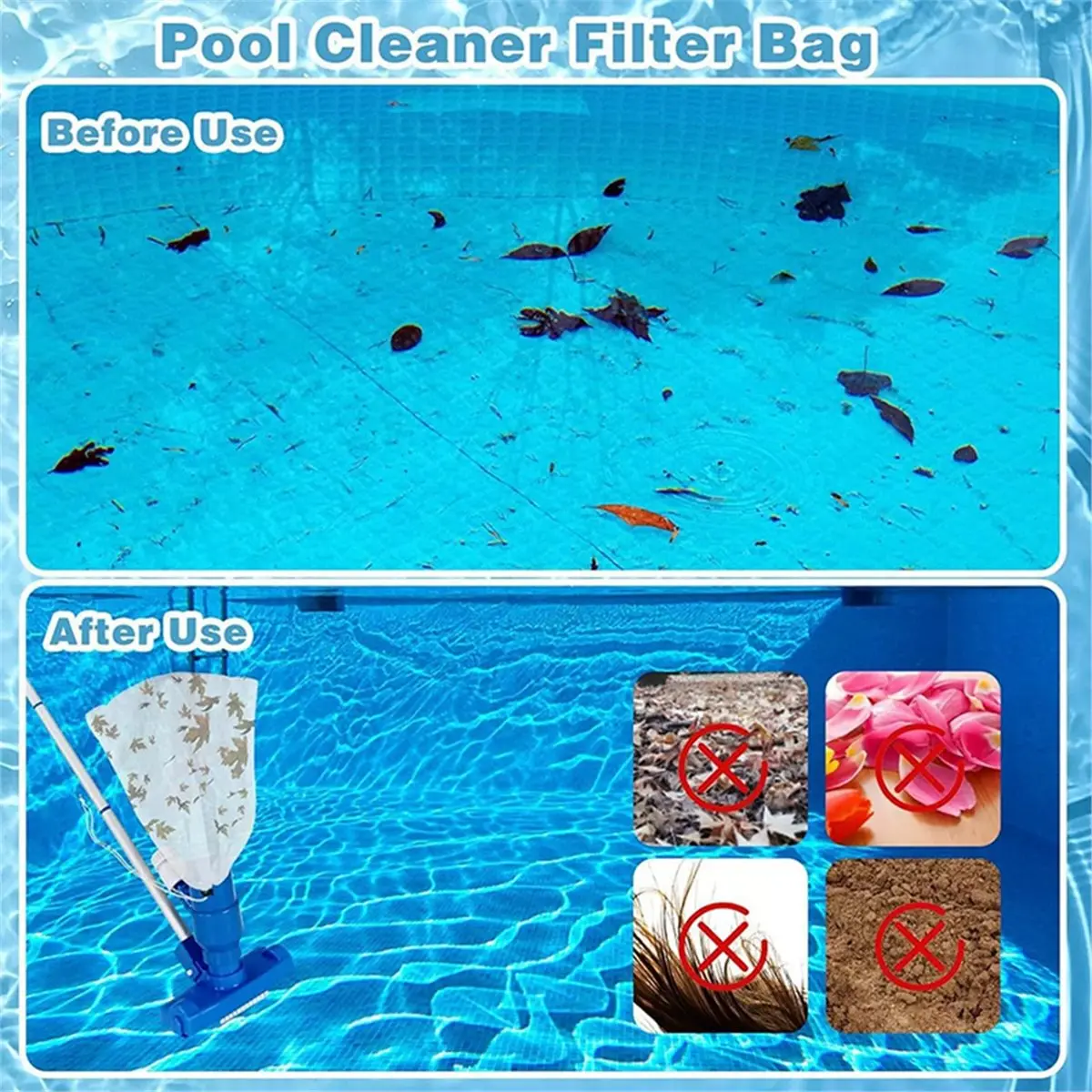 Happy New- Pool Vacuum Replacement Mesh Bag,Pool Vacuum Filter Bag,Suitable for Pools Aquariums Ponds Collecting Leaves and Debr