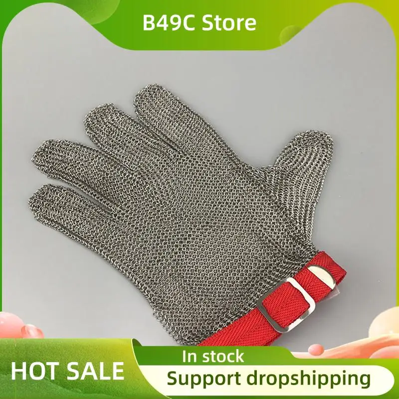 

B49C Protective Glove 304 Stainless Steel Chain Glove For Wood Processing Meat Processing Kitchen Use Crayfish Gloves (M)
