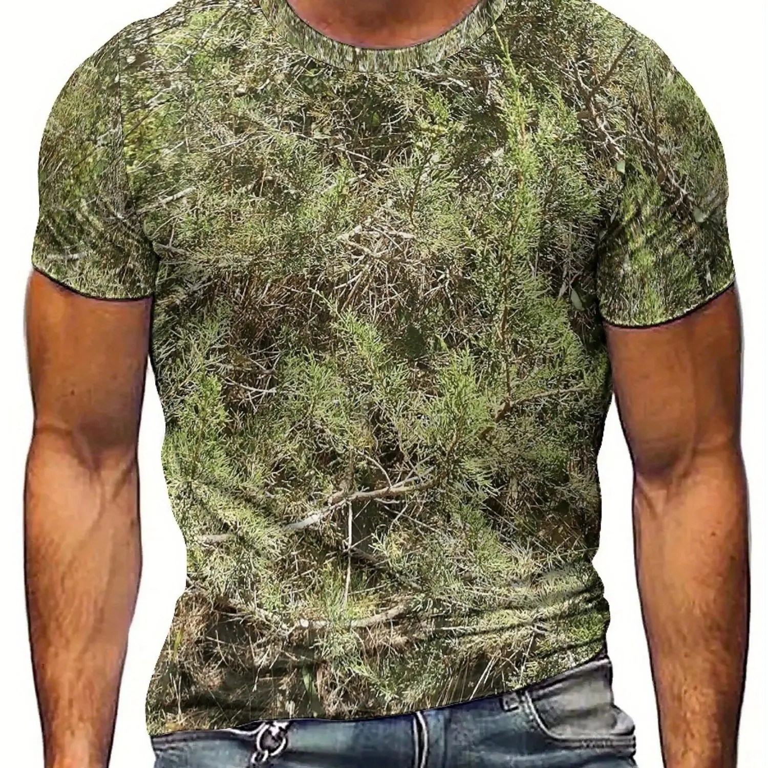 Camiseta camuflada geométrica impressa em 3D estilo hip-hop masculina e feminina – poliéster macio, conforto para todas as estações, tamanho grande
