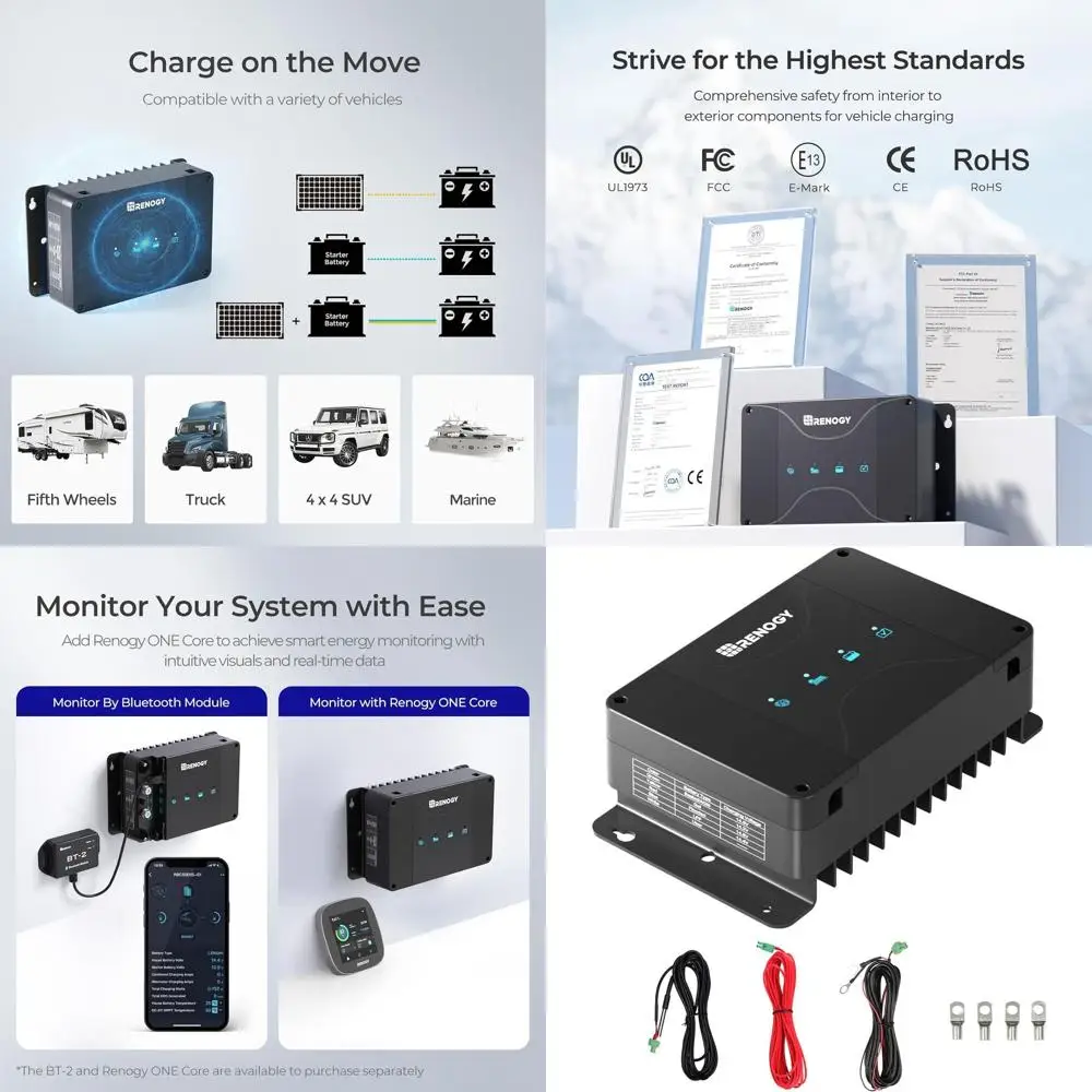 12V 30A DC to DC Charger with MPPT for Solar & Alternator Input - Smart On-Board Battery Charger for RV, Marine, Car - Charge AG