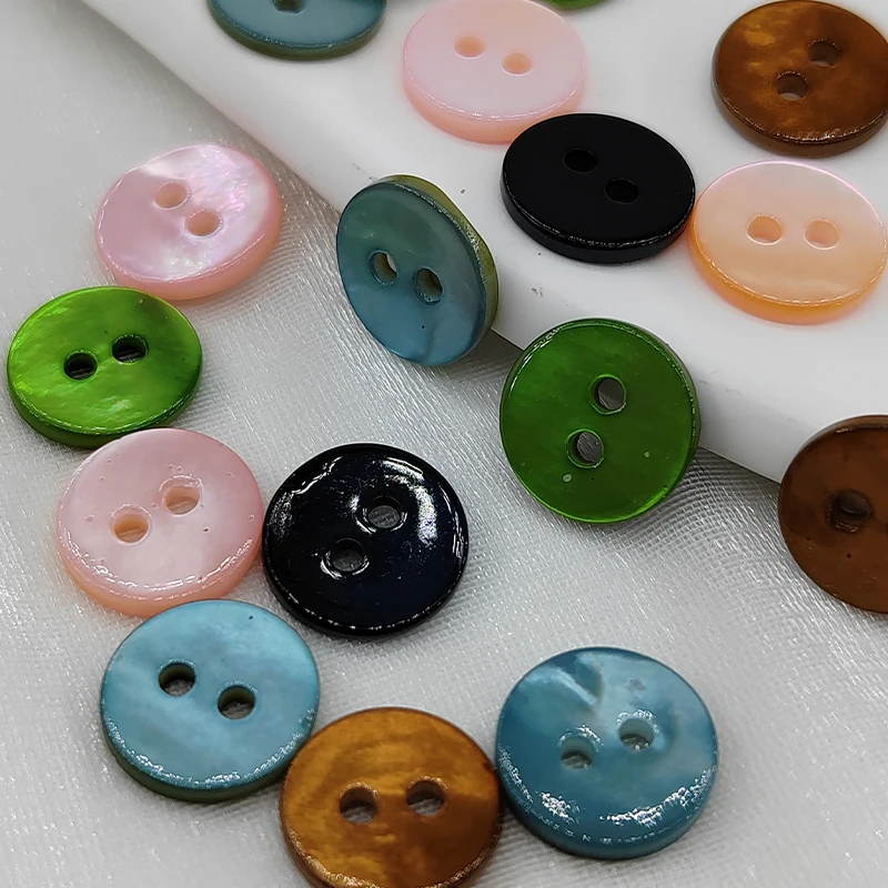 10MM Multicolor Natural Shell Buttons Of Clothing 10Pcs Colorful Cute 2-Holes Fashion Decor Buttons For Women Sweater Sewing DIY