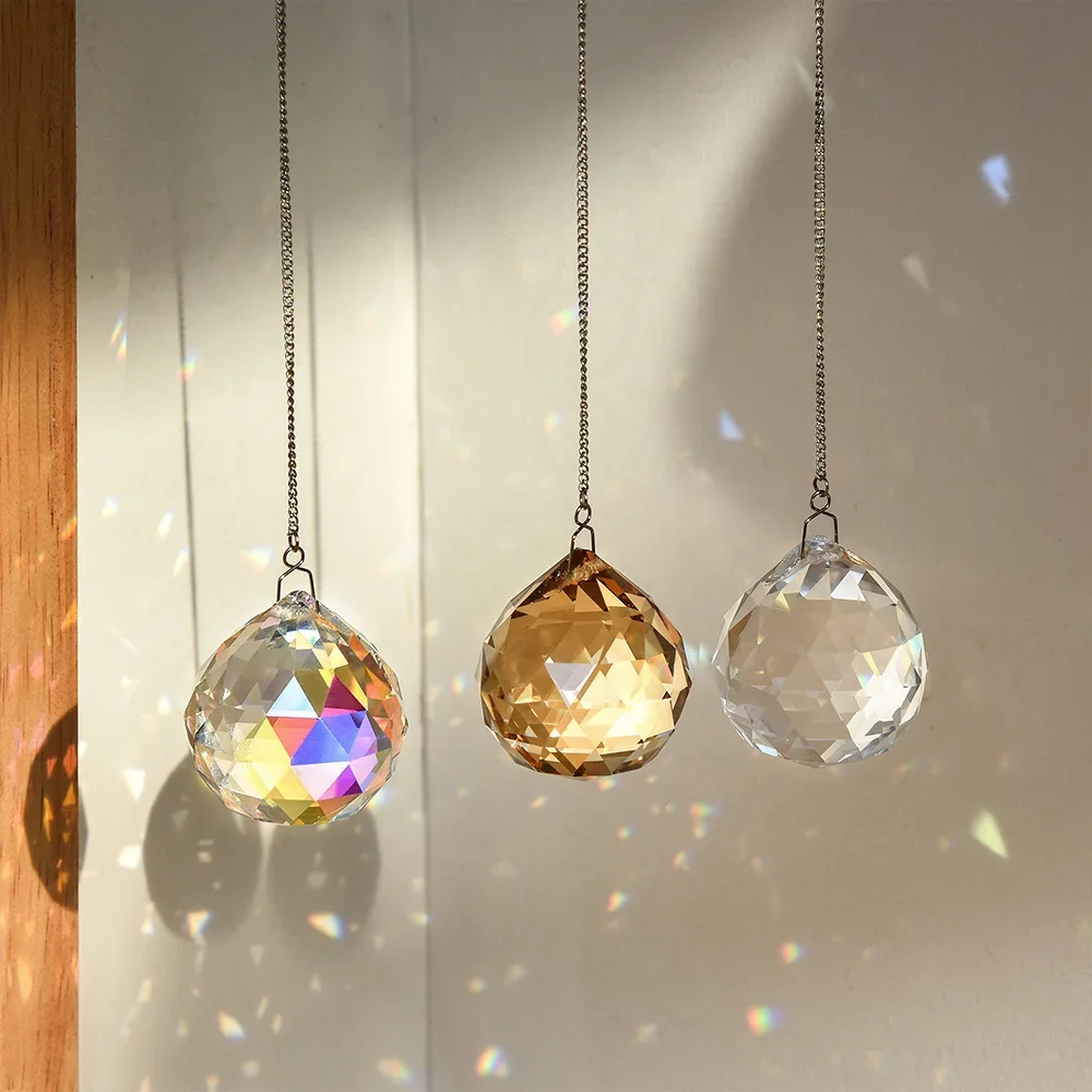 

Transparent Faceted Crystal Ball Chandelier Parts Pendant Prism Lamp Beads Sun Catcher Rainbow Maker Wedding Home Party Decorati