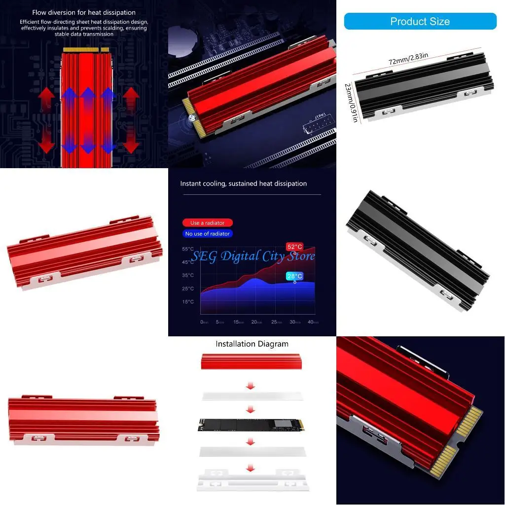 

U75B Universal Toolless M.2 NVMe Heatsink With Aluminum Construction and Silents Heat Dissipation