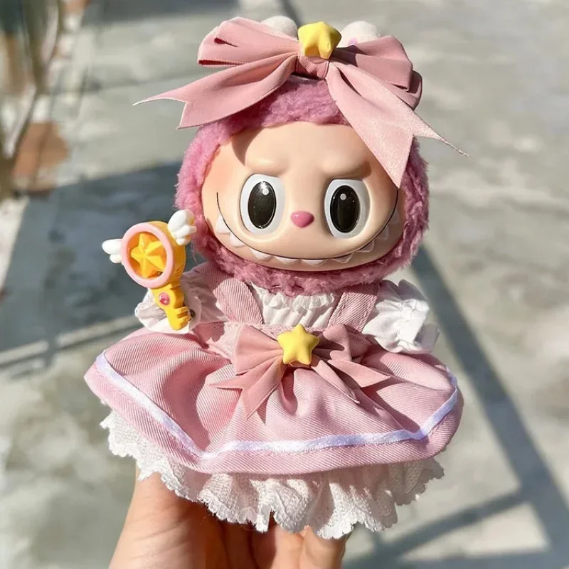 洋服のみ】17cmキーホルダー人形服に適した小さな服魔法の杖リボンピンク多層セットペンダント