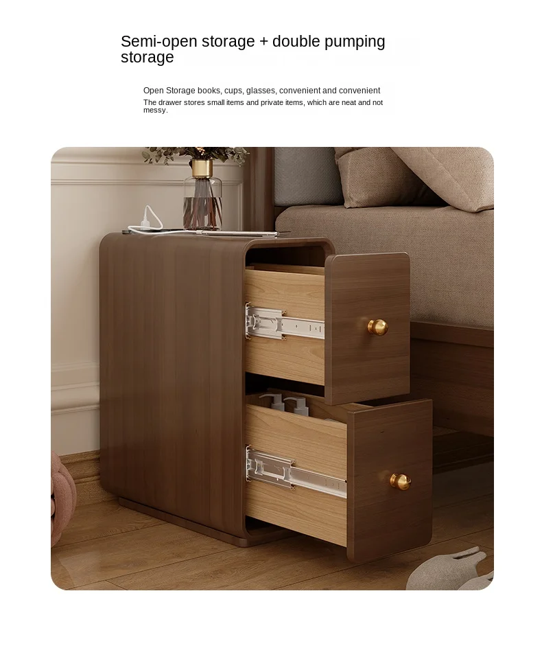 

Прикроватная тумбочка из массива дерева, небольшая бытовая спальня, ультраузкий шкаф для хранения, 20 см, 30 см, узкий шкаф, очень узкое сечение