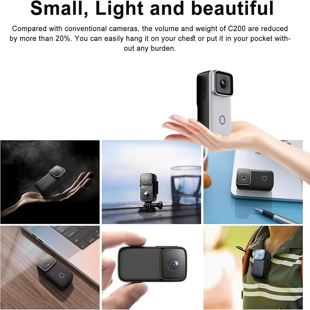 SJCAM-SJC200Pro POV Body Cam,Mini Thumb sports Camera,5M Waterproof FHD GYRO Video Body 5G WiFi Night Vision