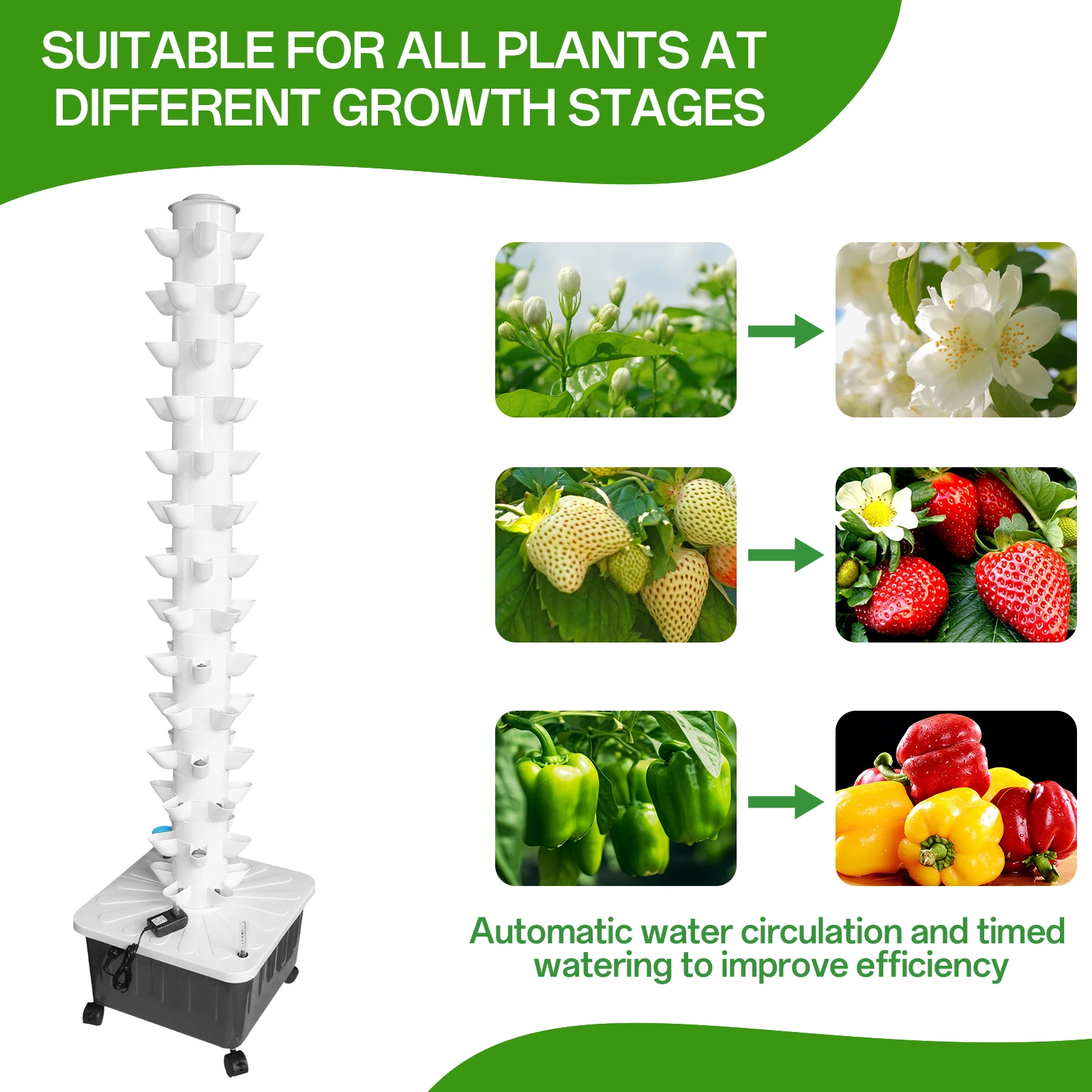 Hydroponics Tower Growing System, 14-Layer 70 Slots Vertical Hydroponic Tower Kit for Indoor Plant Germination, Soilless Self-Watering Garden Tower for Vegetables Fruits, Space-Saving Planter for Apartment Balcony Detached House with Quiet Pump