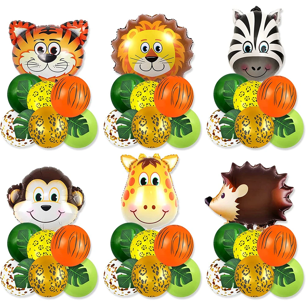 Dżungla Safari balony ze zwierzętami zestawy dzikie jeden balon foliowy lew małpa żyrafa Zebra Globos dekoracje na imprezę urodzinową Baby Shower