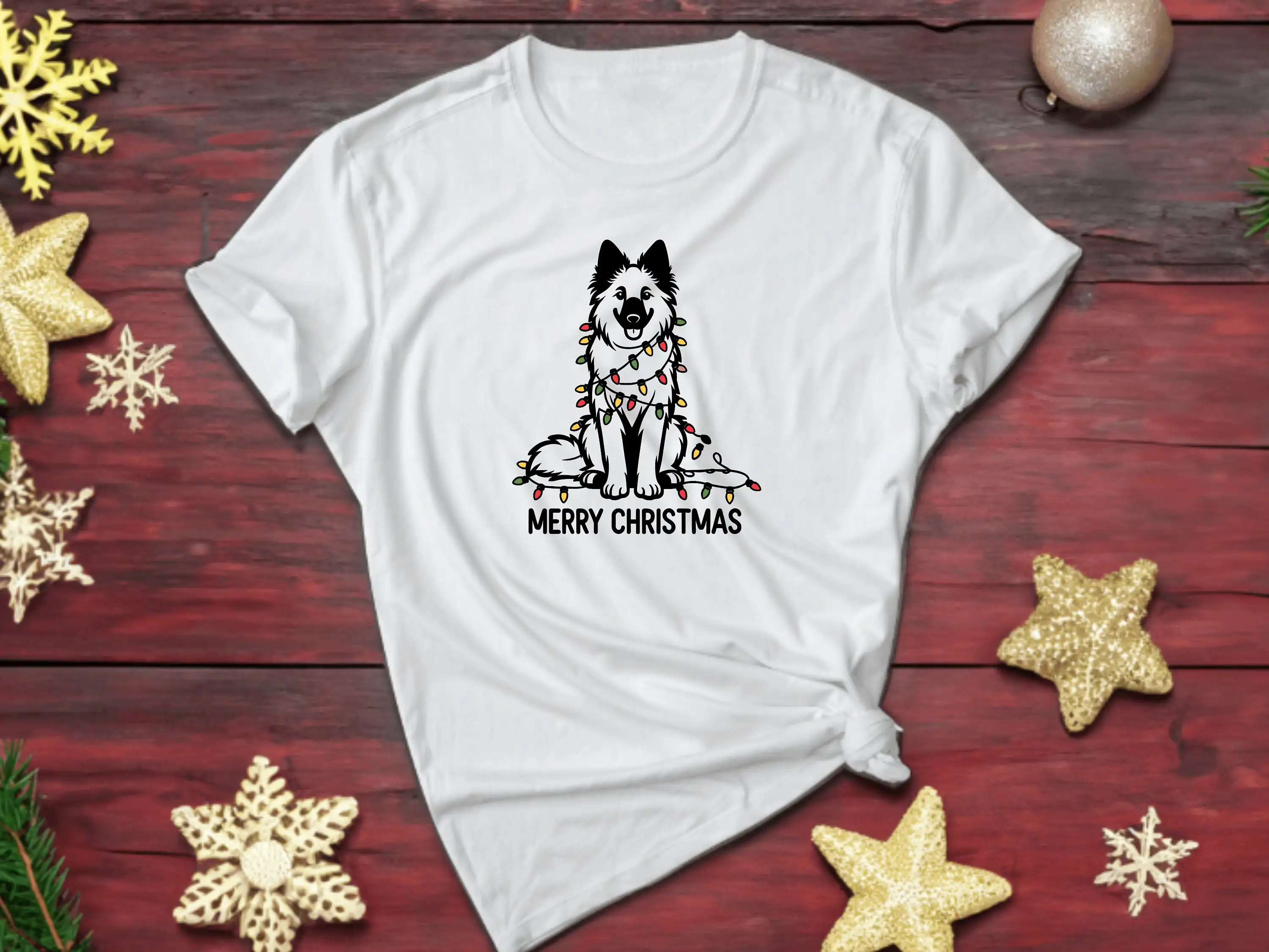 

Belgian Terv T Shirt Dog Lover Tervuren Xmas Lights Christmas Pet Owner Holiday