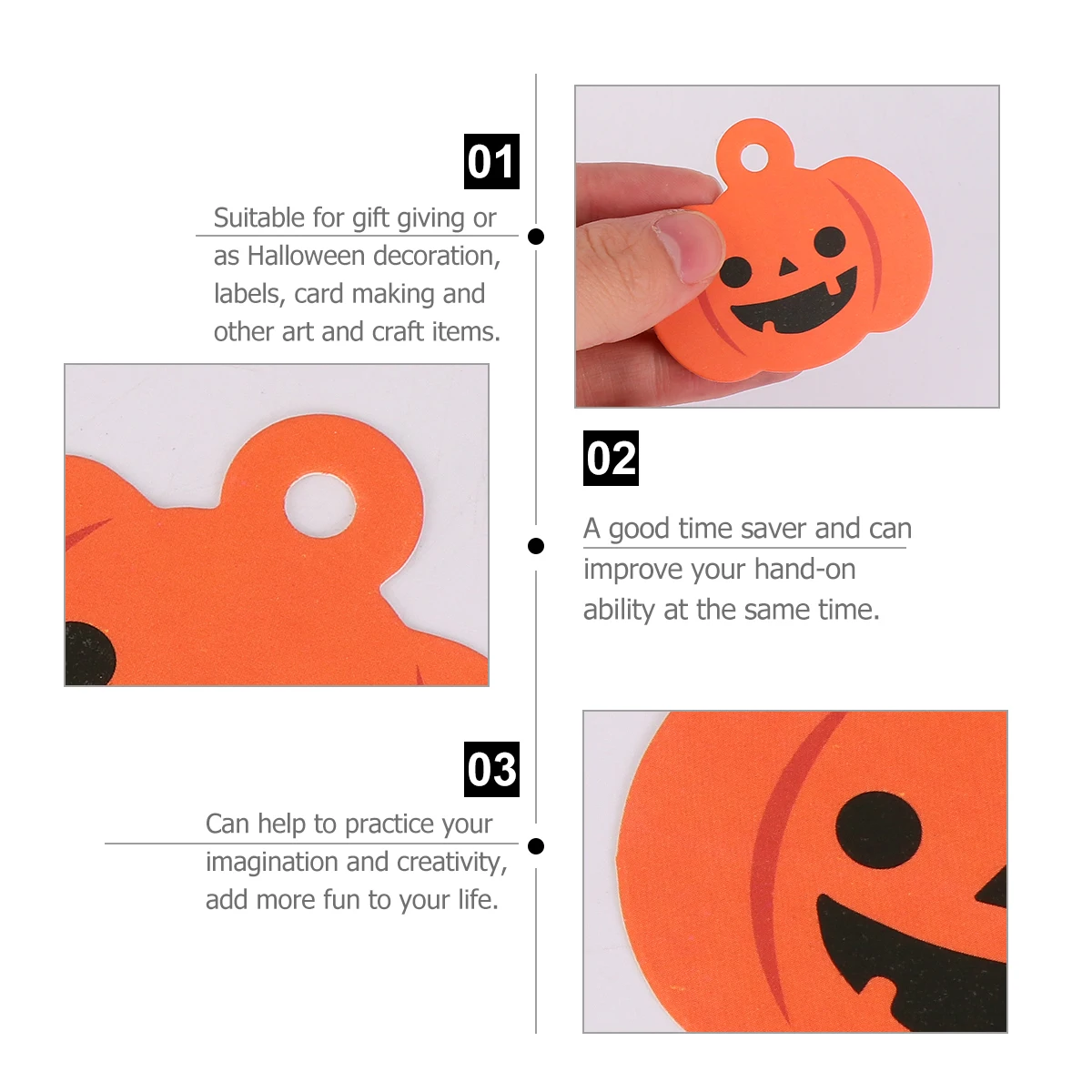 

100pcs Halloween Pumpkin Hanging Tags Pre cut Hole DIY Paper Pendants Gift Labels Craft Supplies Mini Decorations
