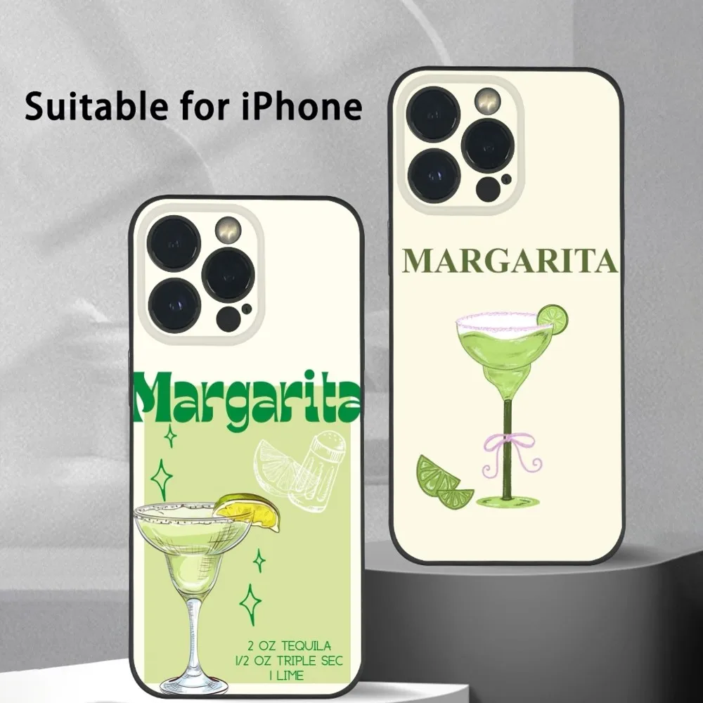 

Margarita Cocktail Art Phone Case For iPhone 16 15 14 13 Pro Max Plus Mini Frosted Soft Shell Funda