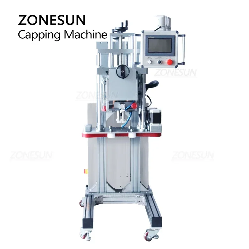 ZONESUN ZS-XG20A Automatic Bottle Capping Machine Inline 4 Wheels Screw Capper for Juice Shampoo Essential Oil Liquid Line