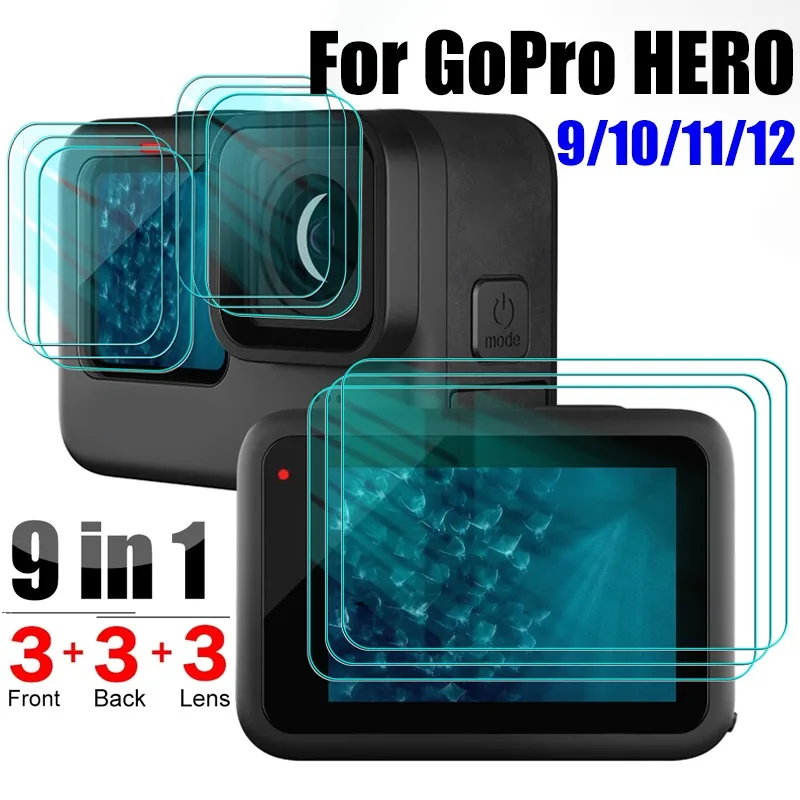 Tempered Glass for GoPro Hero 12 11 10 9 Clear Anti Scratch Screen Protector Temepered Film For GoPro Hero 12 Screen Protector