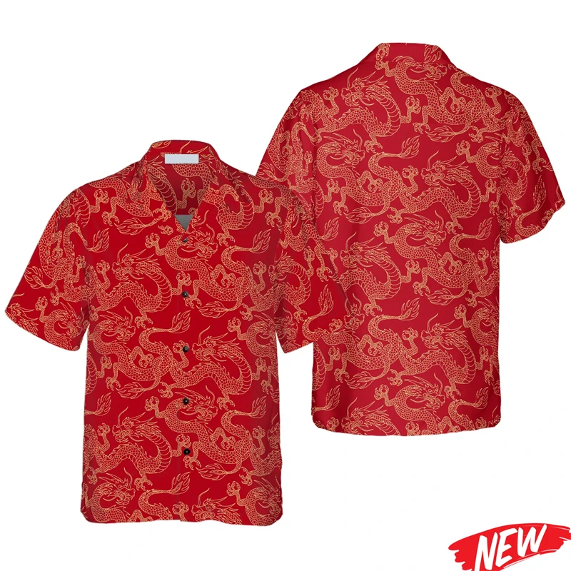

Traditional Chinese Dragon Hawaiian Shirts 3d Printing Dragons Men's Shirt Holiday Beach Button Short Sleeve Cool Lapel Shirt