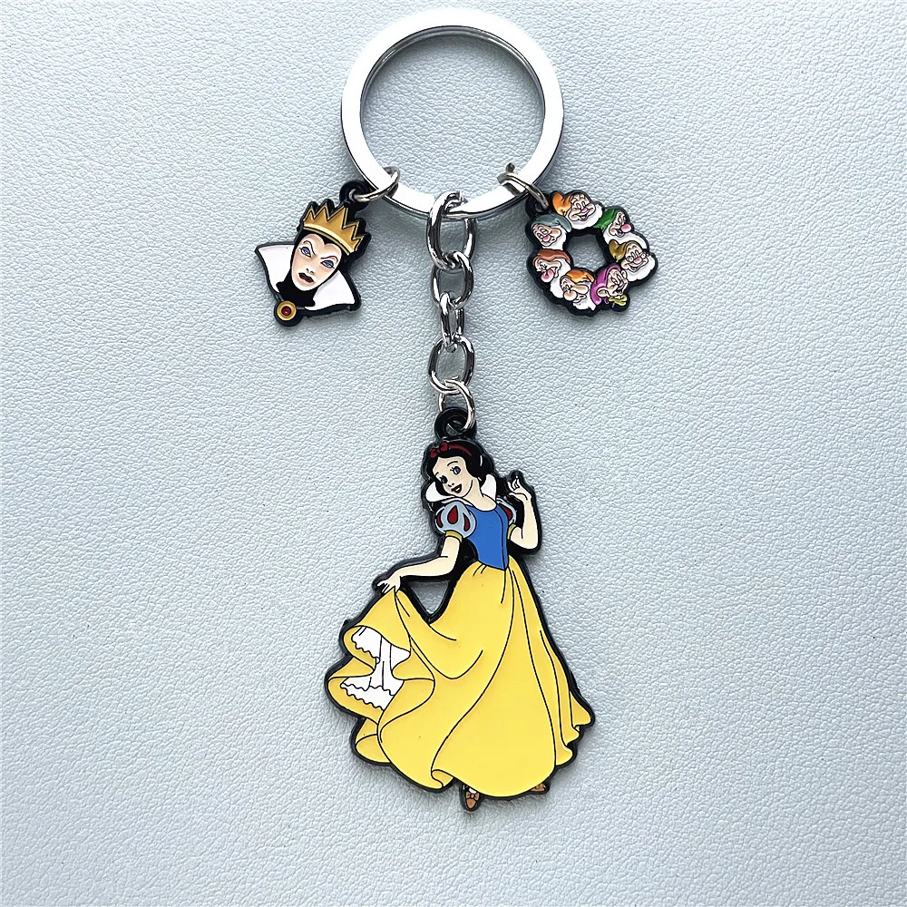 Disney Cinderella Princess Mulan Tiana Series Anime Cartoon Metal Keychain Gifts for woman girl