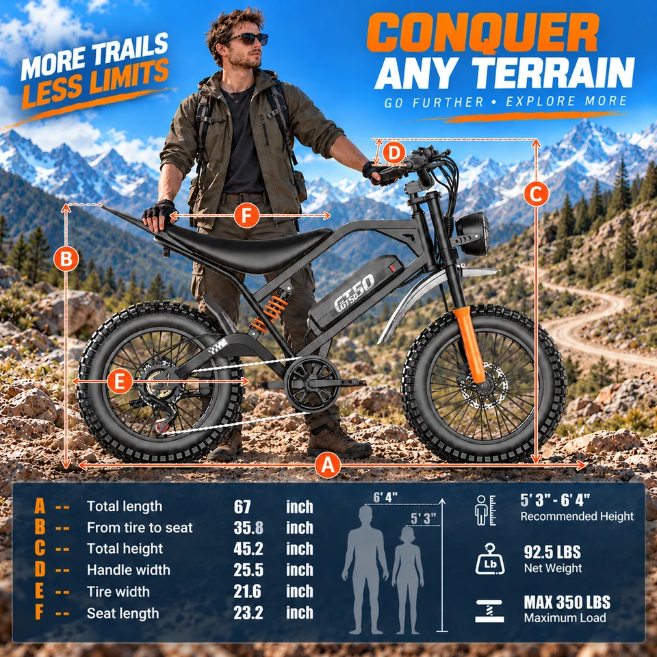 ASKGO Adult Electric Dirt Bike, 2500W Peak Motor, 80Nm Torque, 38MPH Max Speed, 65 Miles Range, 48V 25AH Removable Battery, 20" Fat Tire All-Terrain E-Bike with NFC Unlock image 6