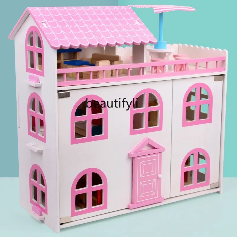 Grande villa de style européen pour enfants, maison de poupée, jouet de lit, petite classe, jeu de filles