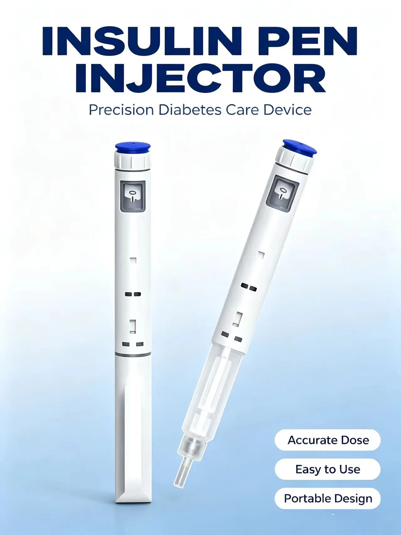 Single-use Insulin Injection Pen Disposable Type, Fit 3ml Standard Insulin Cartridge, Ergonomic Handheld Injector Pen For Travel
