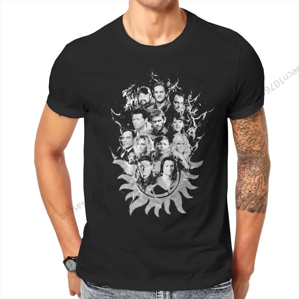 Supernatural White Tshirt Graphic Men Tops Vintage Summer Cotton Streetwear T Shirt