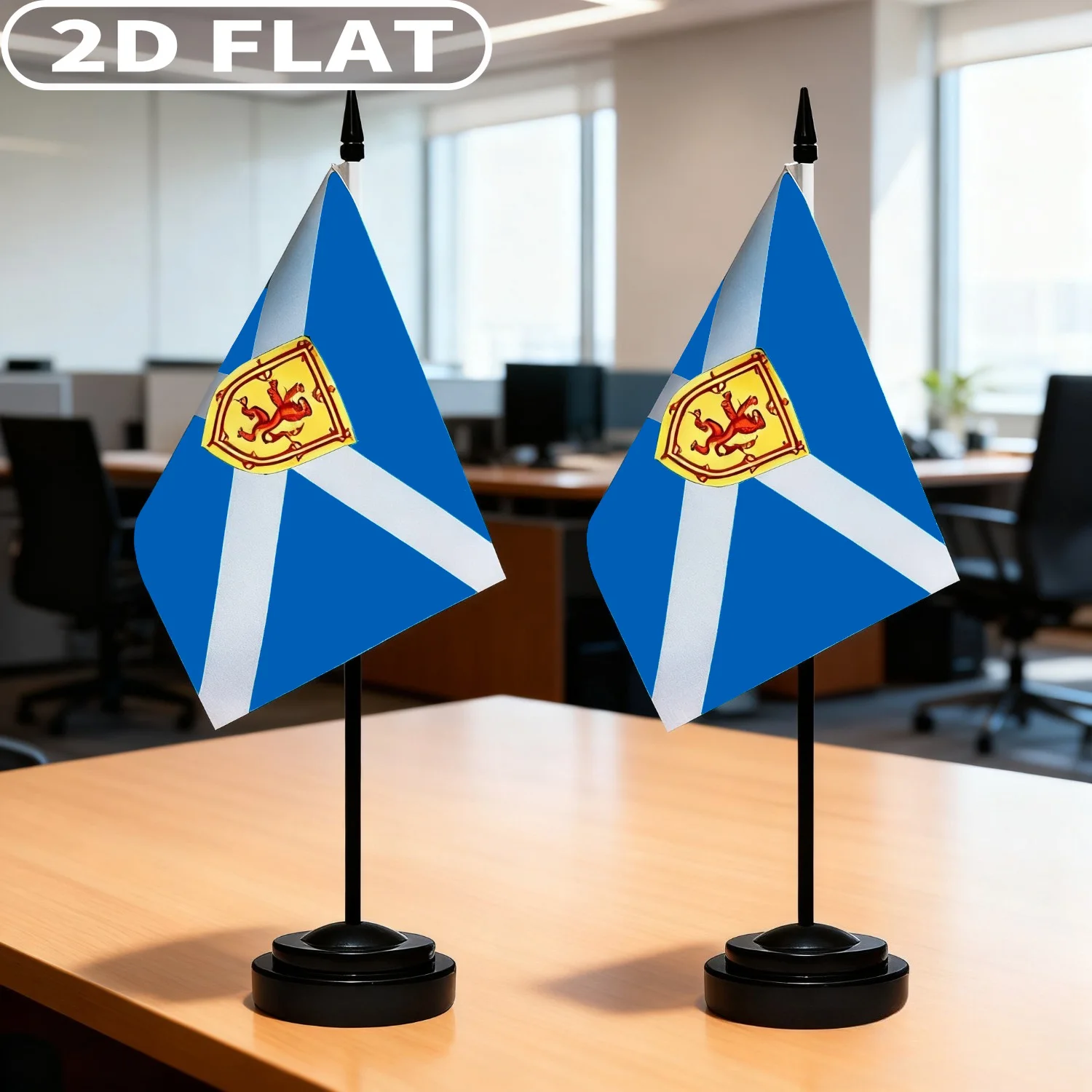 2pcs/5pcs Scottish Flag Office Desk Flag Table Office Flags, Mini Desktop Flag With Solid Pole and Base, 5x8 Inch,  Polyester