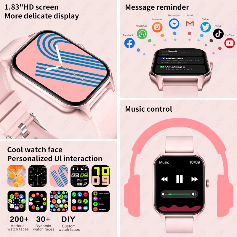 Luxury Smart Watch For Women Bluetooth Calling Music Fitness Sports Bracelet Health Monitoring 1.83 Inch Ladies Smartwatch Women