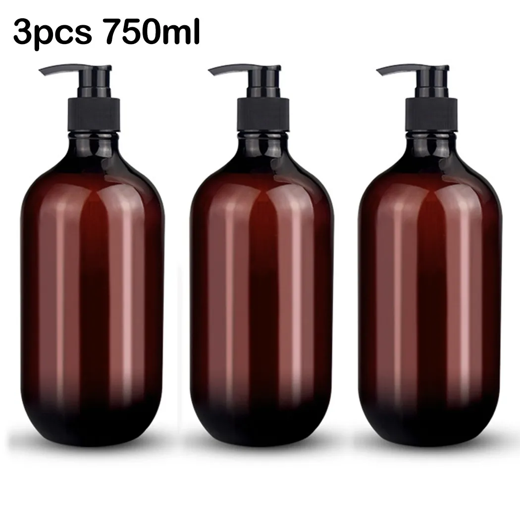 3PCS 300ml/500ml/750ml Brown Foaming Pump Bottles Shampoo Soap Dispenser Bottle Pump Empty Bottle Home Bath Supply