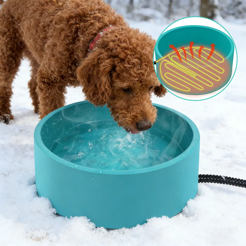 

Наружная миска для собак с подогревом, сохраняет воду от замерзания, безопасный дизайн, термопластиковая миска для воды, товары для домашних животных, зима, сохраняет тепло