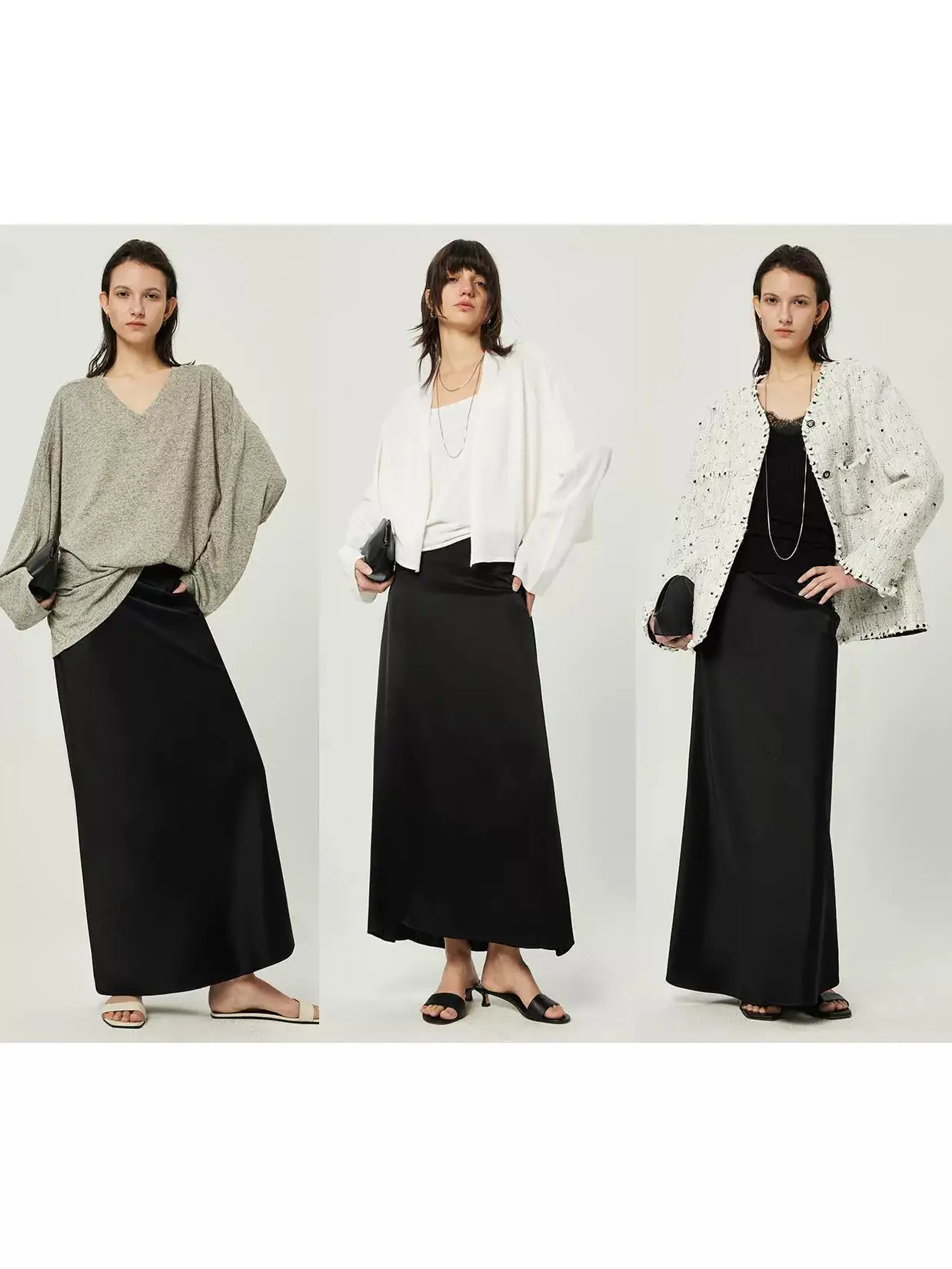 Autumn 2025 New Sle Women's ter Ne  Dr High Waist Fi Tail Gown Double Sided Satin Luminous Draped Side Cut