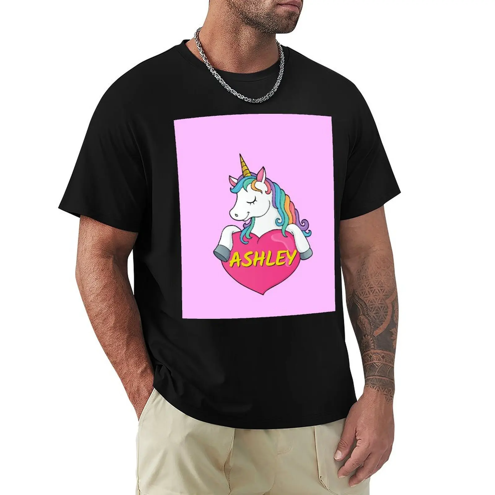 Ashley Personalized Cute Unicorn Heart T-Shirt Street Style Casual Tee Shirt