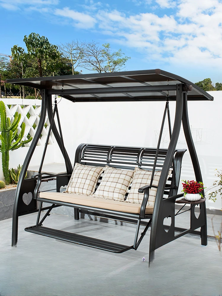 

Rocking chair double relaxing hanging chair garden balcony solar aluminum alloy outdoor swing bed