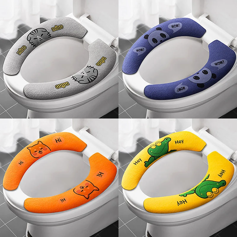 Universal Toilet Seat Cover Cartoon Toilet Sticker Toilet Sticky Seat Cushion Wash Bathroom Heater Seat Cover Cushion Cushion