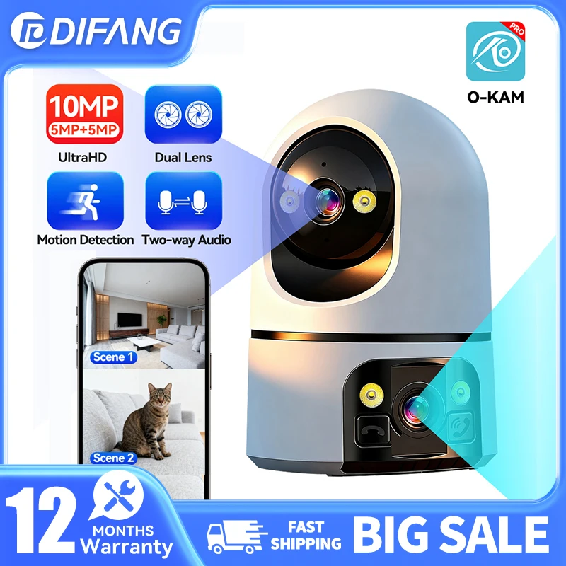 

10MP 2 Lens 5X Zoom Indoor Camera Wifi AI Auto Tracking Night Vision Home Security Camera for Pet/Baby Monitor Two Way Audio