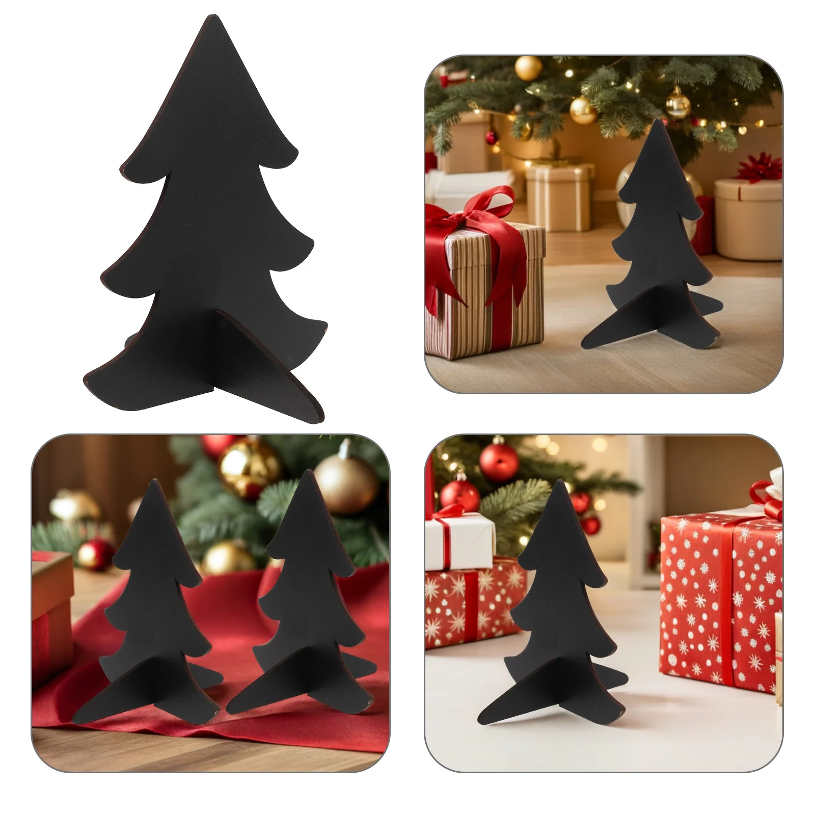 12 قطعة السبورات الخشبية الصغيرة شجرة عيد الميلاد شكل مزدوج الوجهين علامات السبورة ريفي مزرعة عطلة حفلة اسم الغذاء العلامات