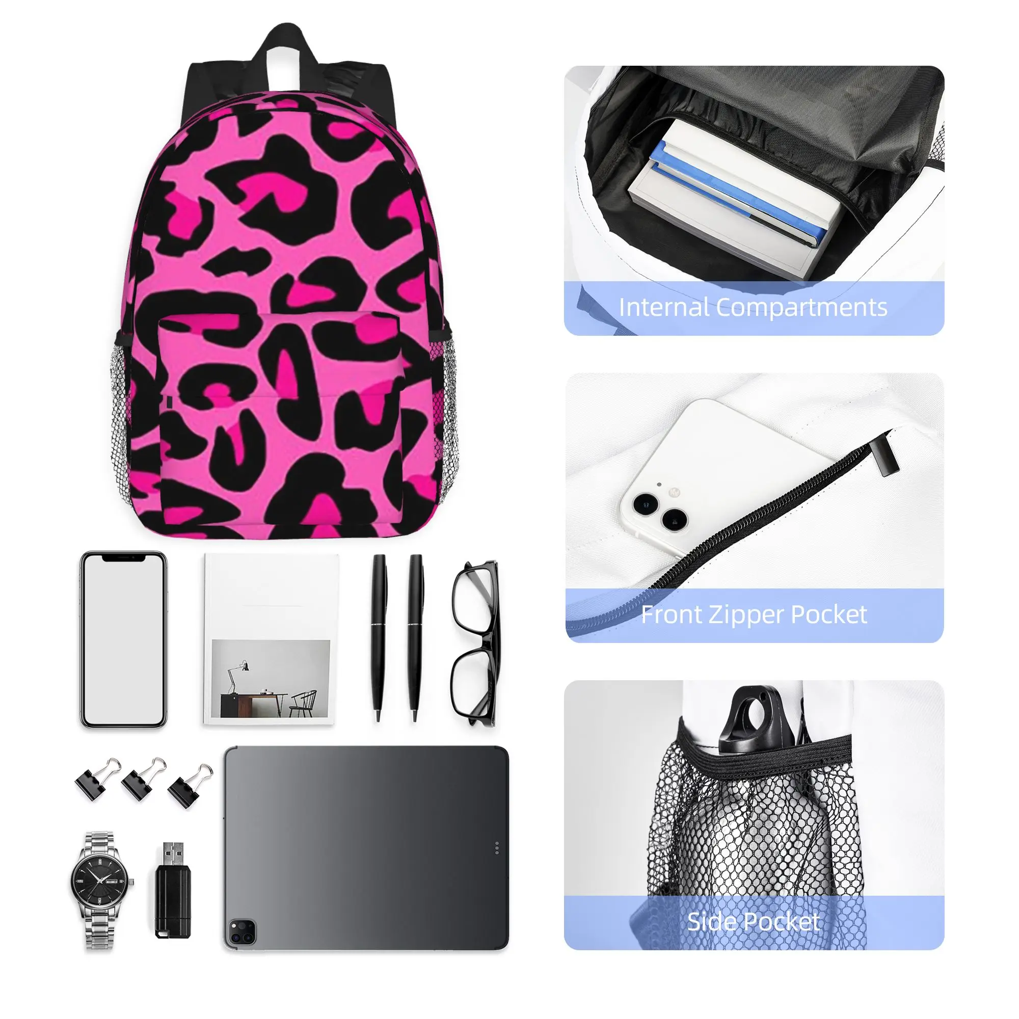 Leopard Cheetah Seamless Pattern Animal Skin Print Spots Backpack Hot Sale Daypack BookBag Shoulder Bag for Men Women School Bag