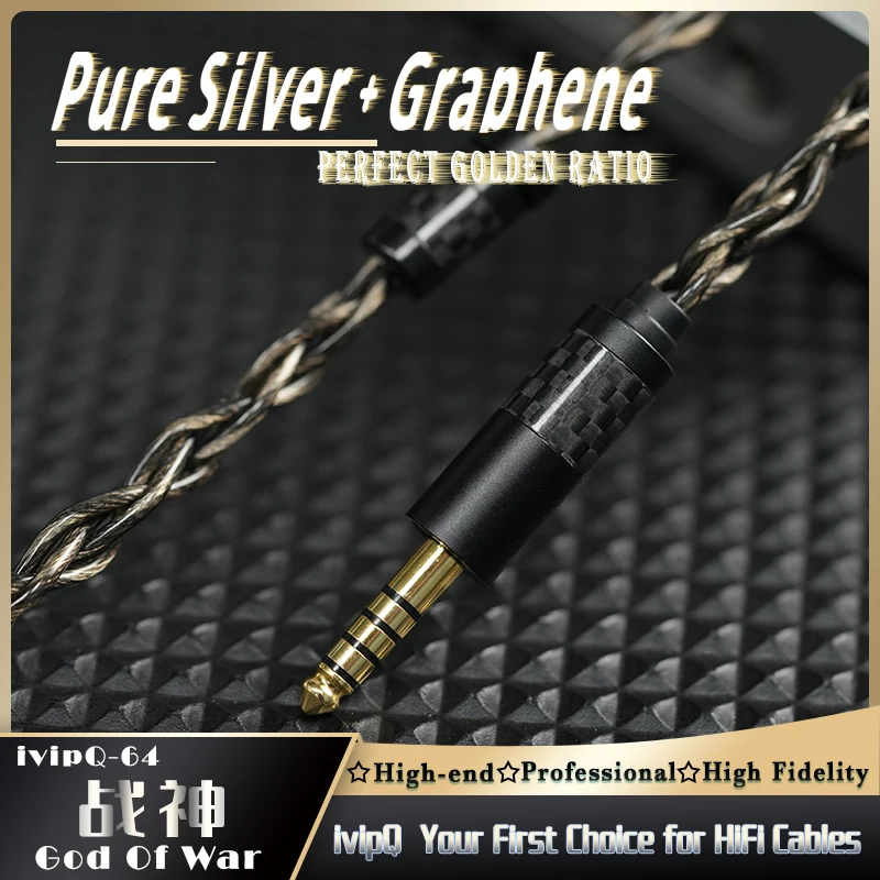 ivipQ-64 God of War HiFi Earphone Upgrade Cable 7N  Silver Oil Impregnated Graphene 3.5mm/4.4mm 2Pin 0.78/MMCX IEM Cable