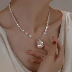 Elegent Luxury Baroque Pearl Necklace for Women French Retro Water Drop Pearl Pendant Exquisite Neck Chain Valentine's Day Gifts