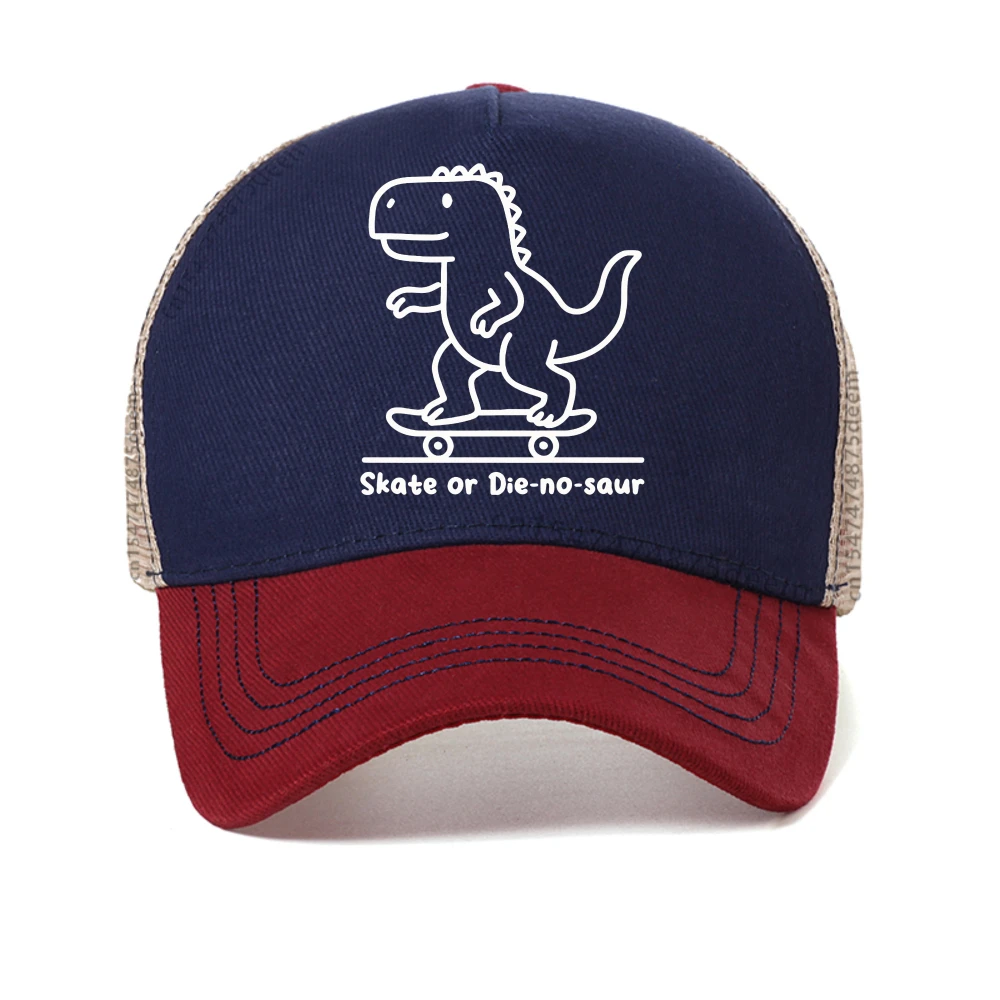 

Women's Skate or Die No Saur Printed baseball cap fashion Graphic for Men Summer sun hat women casual Breathable Snapback hats