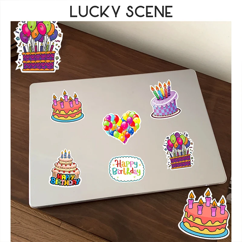 27Pcs Birthday Theme  Notebook Planner Decoration Stickers Cake Party Guitar Luggage Water Glass S01566