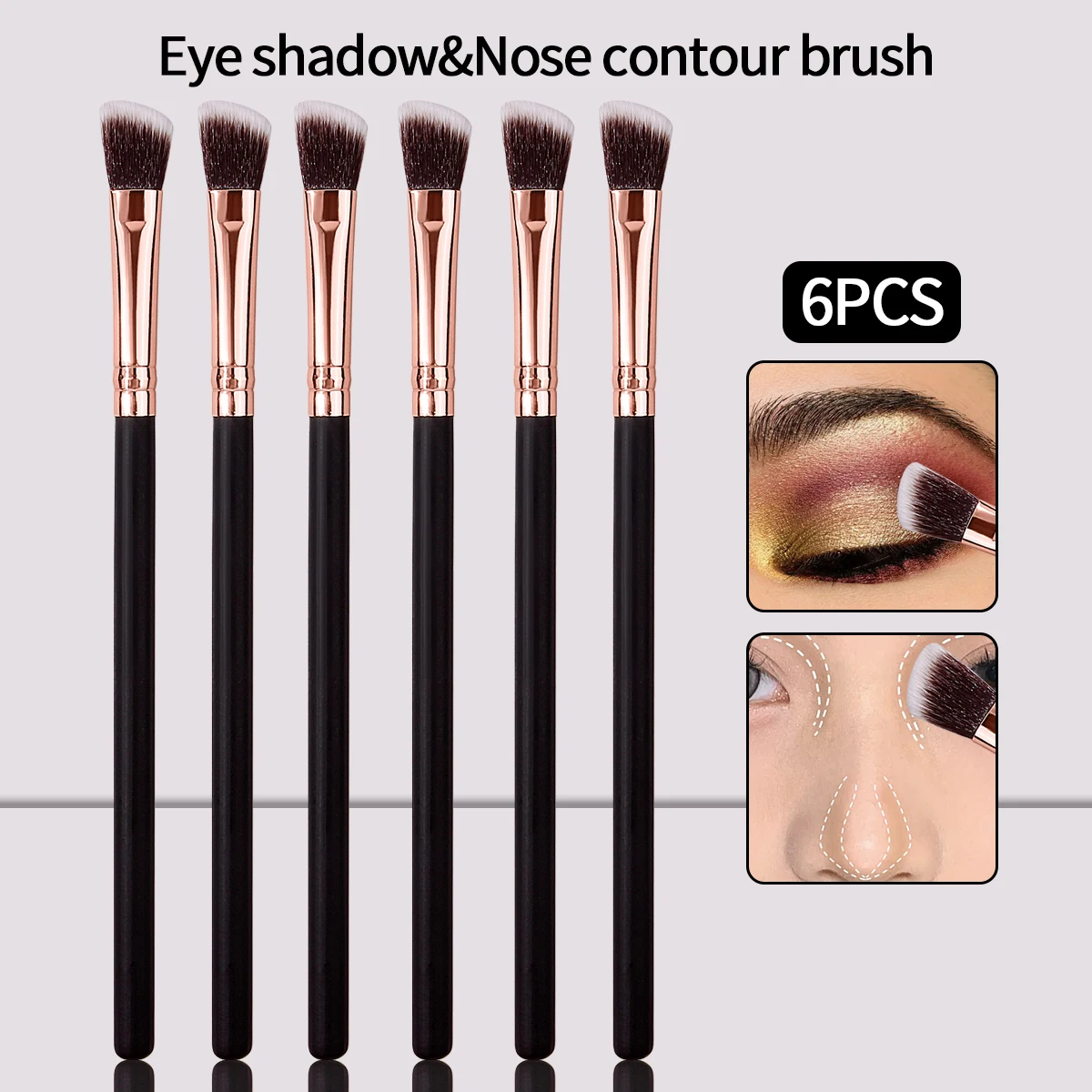 6-teiliges Set professioneller Augen-Make-up-Pinsel, Lidschatten-Make-up-Pinsel, Pinsel für Bronzer, Nasenkontur, Kosmetik-Blending, Make-up-Werkzeug