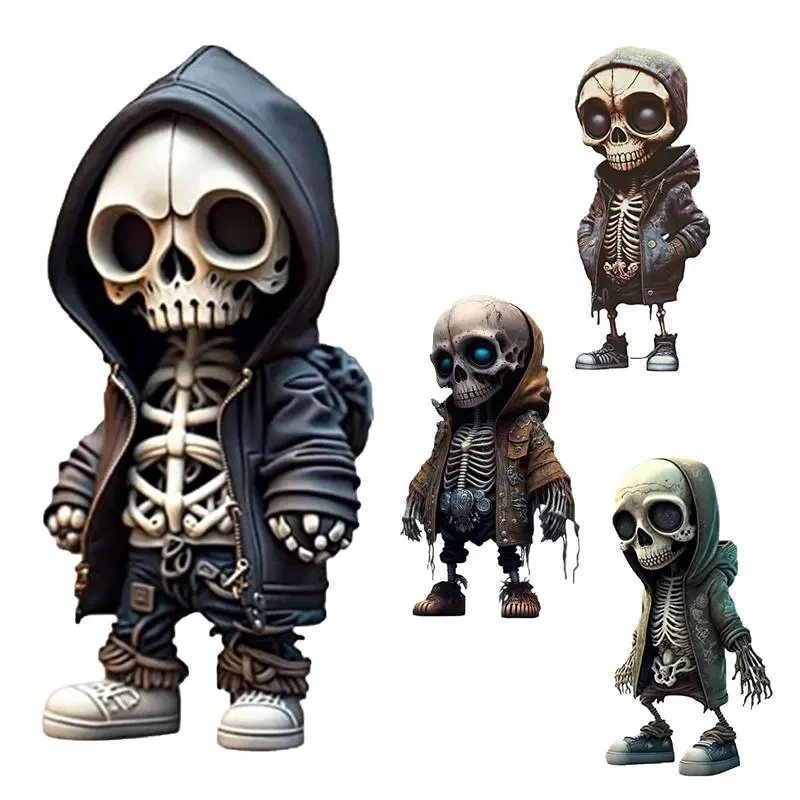 Skull Resin Statue Cool Skeleton Decorative Figurines Halloween Party Decoration Home Accessories Living Room Bedroom Decoration